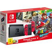 CONSOLE SWITCH + 2 JC ROUGE NEON + SUPER MARIO ODYSSEY - SWITCH